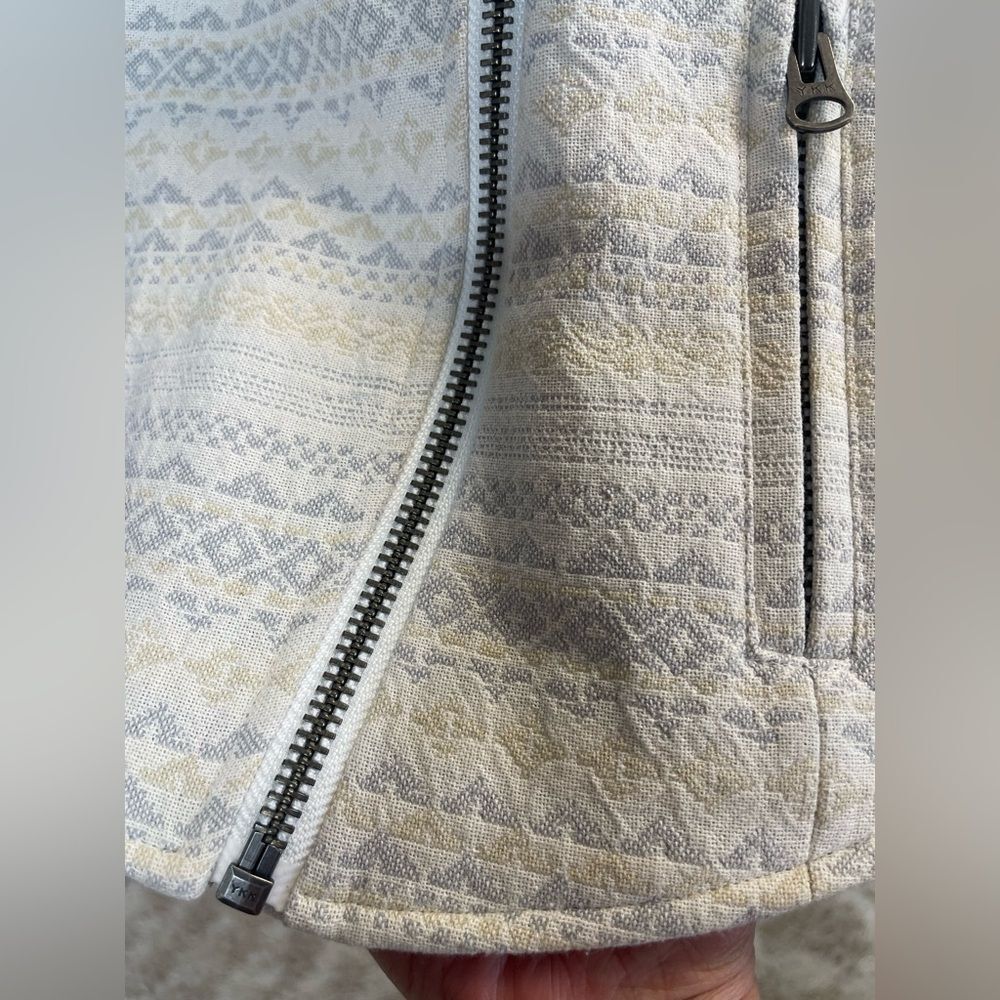 Joie Tweed Moto Jacket Neutral Cream Gray Cotton Blend Zip Women’s Small NWT - Picture 3 of 6